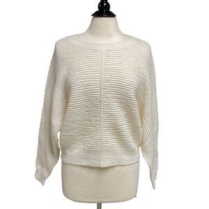 Michael Kors Cream Ottoman Dolman Sleeve Crop Crewneck Sweater  Size Medium Peti
